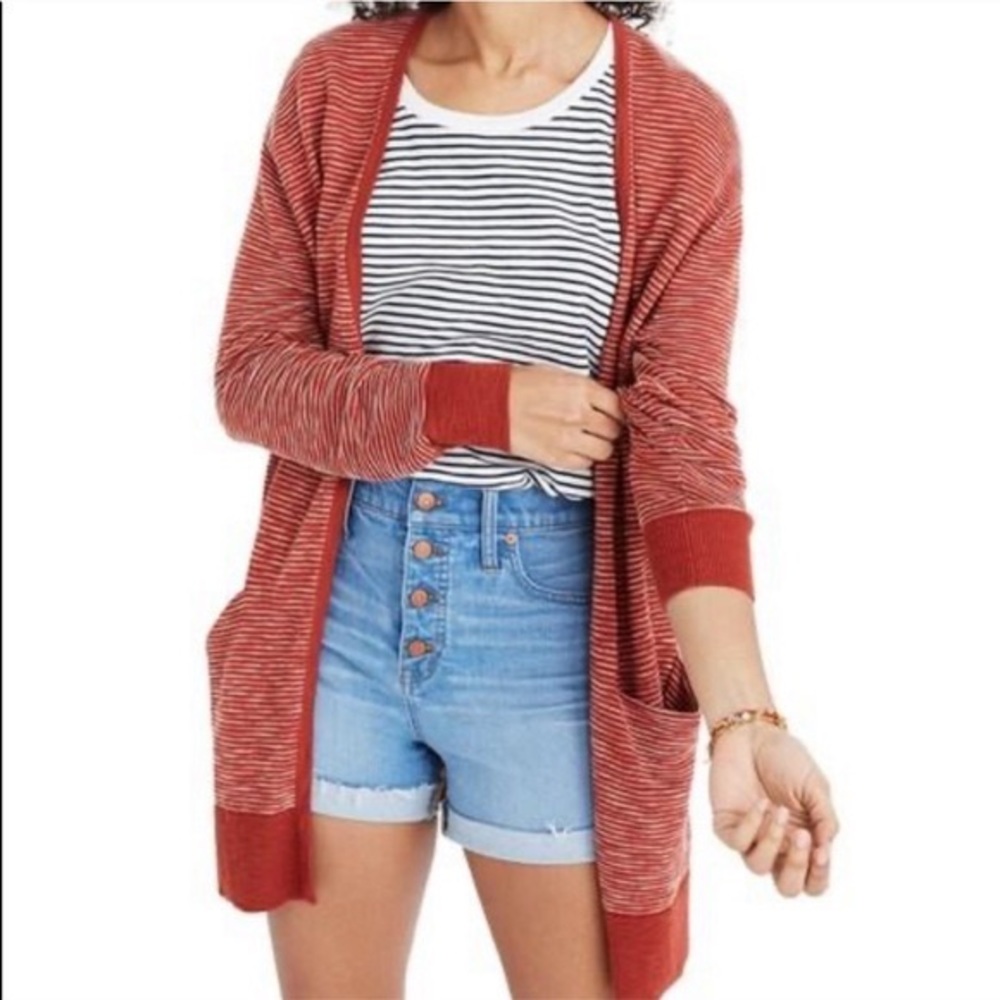 Madewell Striped Long Sleeve Cardigan